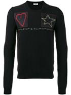 Valentino - Patched Fisherman Knit Sweater - Men - Cotton/polyester/cupro/virgin Wool - S, Blue, Cotton/polyester/cupro/virgin Wool