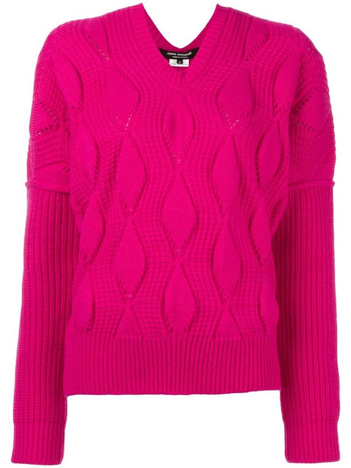 Junya Watanabe Comme Des Garçons Cable Knit Jumper, Women's, Size: Medium, Pink/purple, Wool