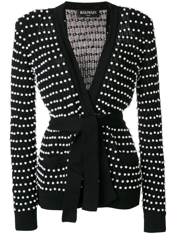 Balmain Woven Knit Cardigan - Black