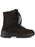 Yeezy Black Lace Up Combat Boots - Brown