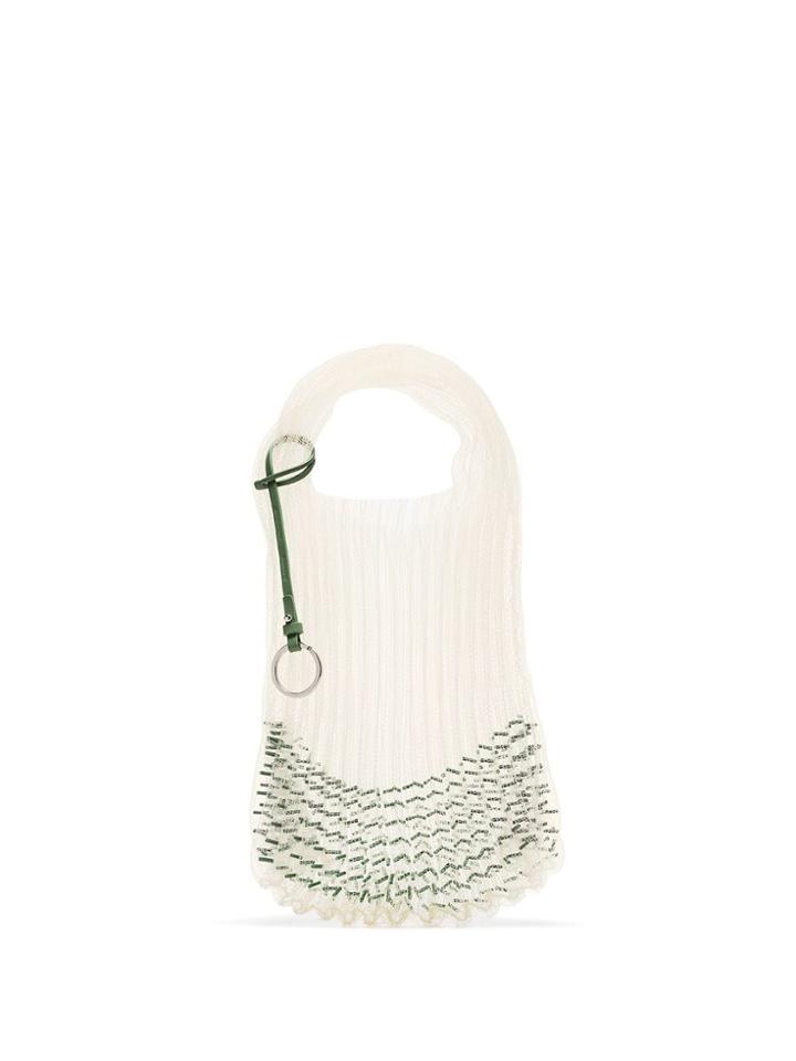 Jil Sander Cream Market Small Bead-embellished Mesh Tote Bag - Green
