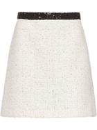 Miu Miu Sequinned Tweed Skirt - White