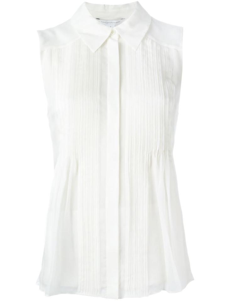 Diane Von Furstenberg Pleated Bib Sleeveless Shirt