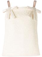 Nº21 Bow Details Textured Top - White