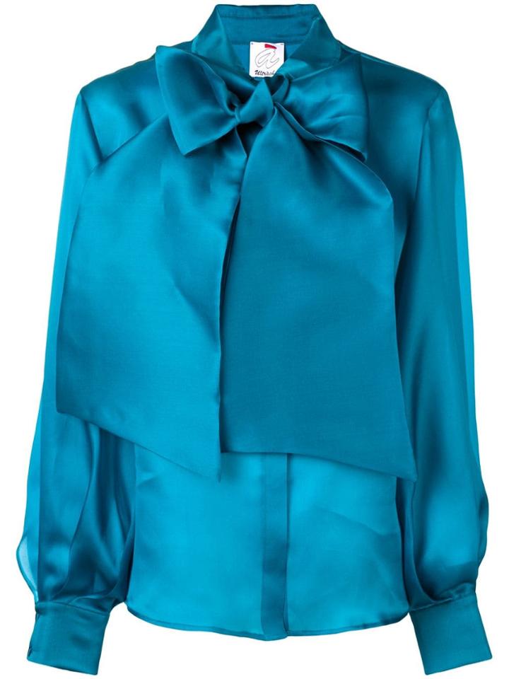 Ultràchic Oversized Bow Detail Blouse - Blue