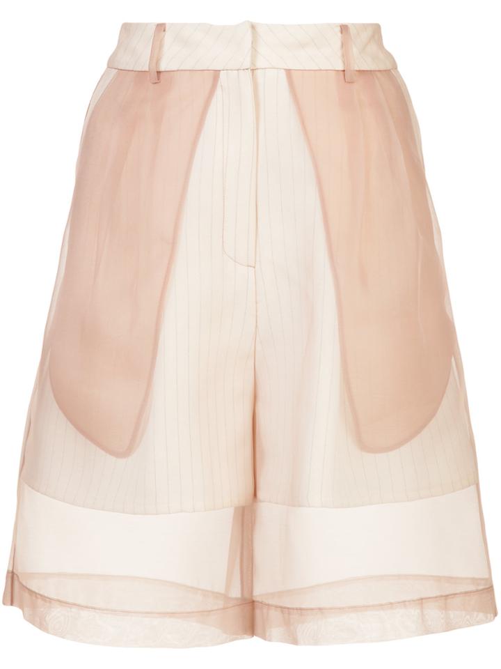 Kimhekim Wide-leg Organza Shorts - Nude & Neutrals