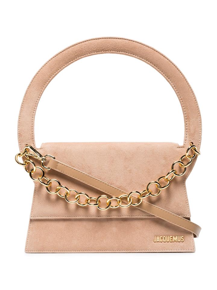 Jacquemus Beige Suede Le Sac Rond Bag - Nude & Neutrals