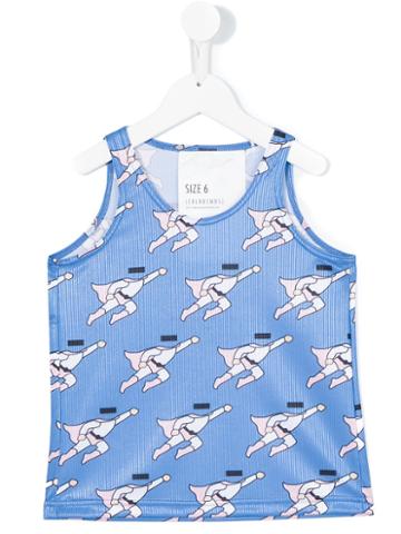 Caroline Bosmans Poly Stripe Superman Tank Top, Girl's, Size: 6 Yrs, Blue