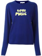 Bella Freud Love Music Intarsia Jumper, Women's, Size: Xl, Blue, Wool