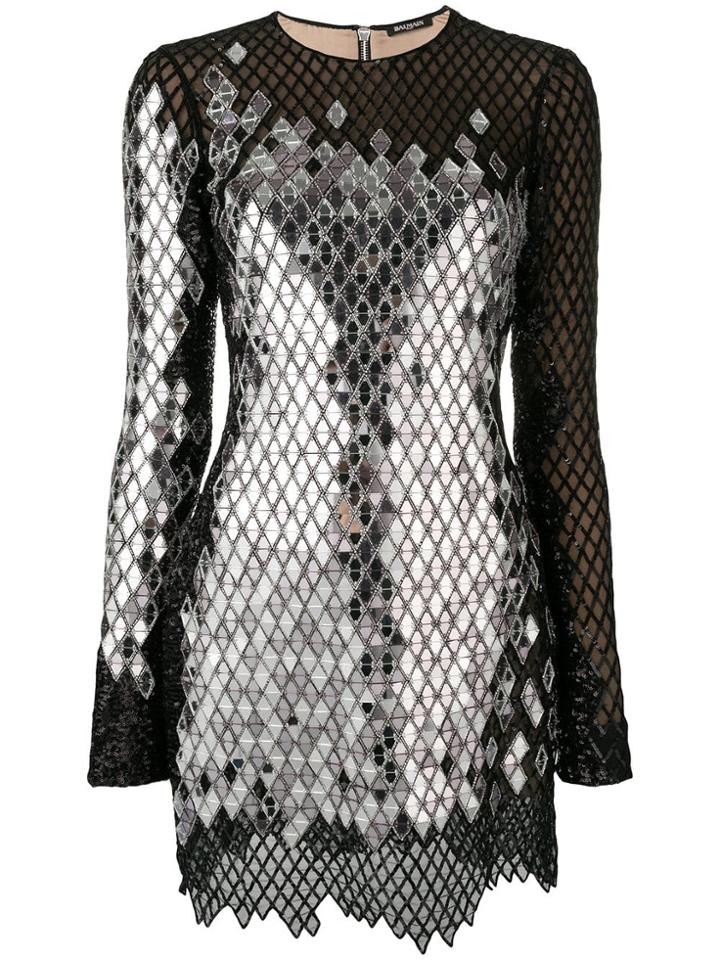 Balmain Mirror Sequin Mini Dress - Black