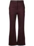 Adam Lippes Cropped Flared Trousers - Burgundy