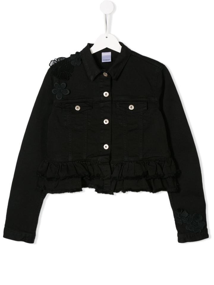 Dondup Kids Ruffled Hem Denim Jacket - Black