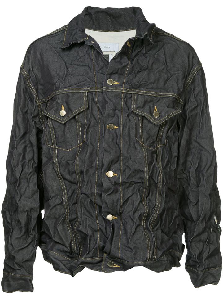Facetasm Crinkled Denim Jacket - Blue