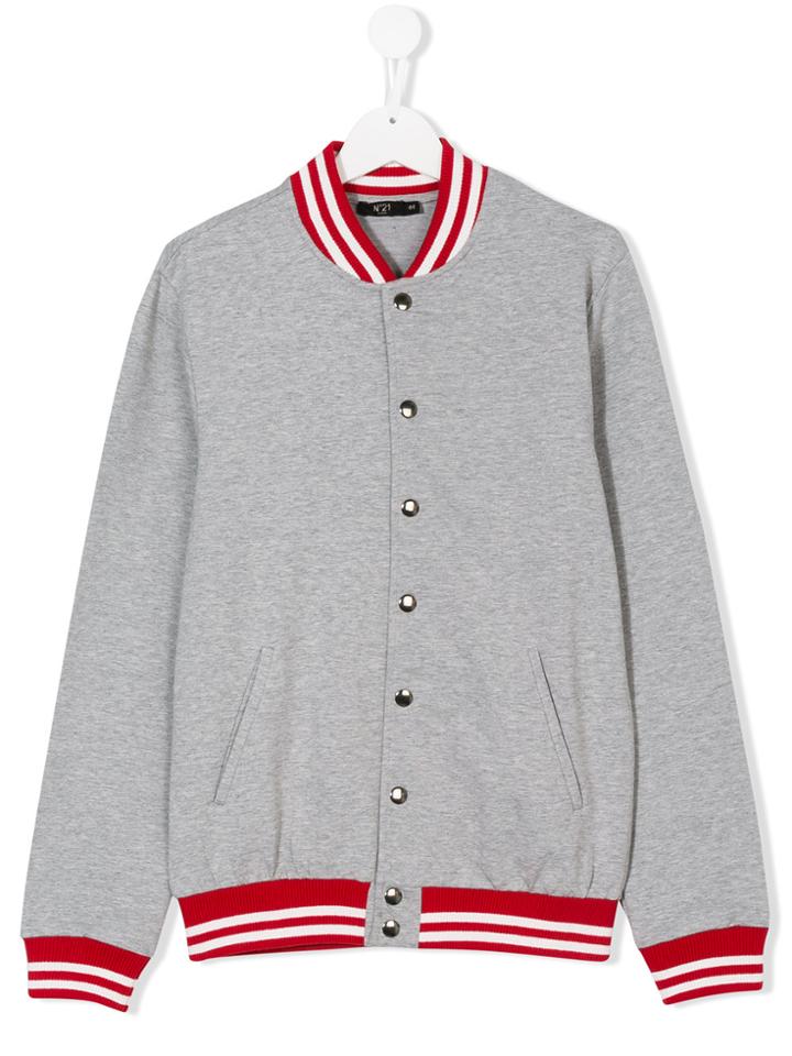 No21 Kids Teen Logo Bomber Jacket - Grey