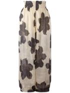 Forte Forte Floral Print Sheer Trousers, Women's, Size: 1, Nude/neutrals, Silk/linen/flax