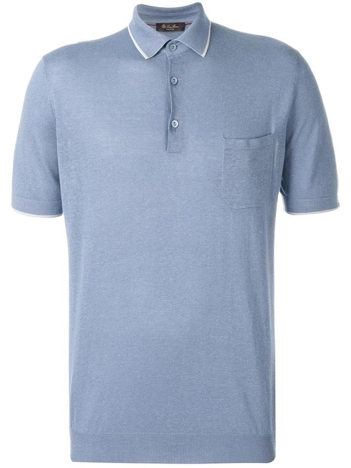 Loro Piana Classic Polo Shirt, Men's, Size: Small, Blue, Silk/linen/flax