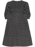 Paskal Polka Dot Print Flared Cotton Mini Dress - Black