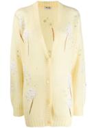 Miu Miu Floral Sequin Embroidered Cardigan - Yellow