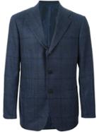 Kiton Checked Blazer, Men's, Size: 58, Blue, Silk/cashmere