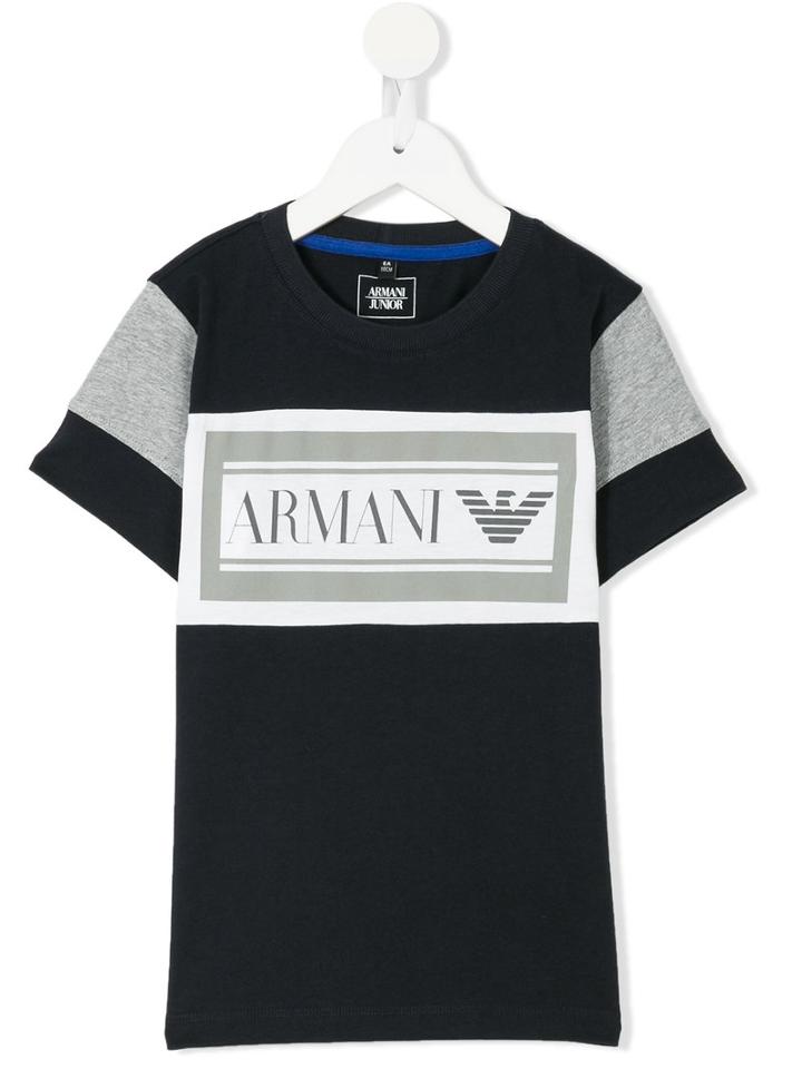 Armani Junior - Box Logo T-shirt - Kids - Cotton - 8 Yrs, Blue