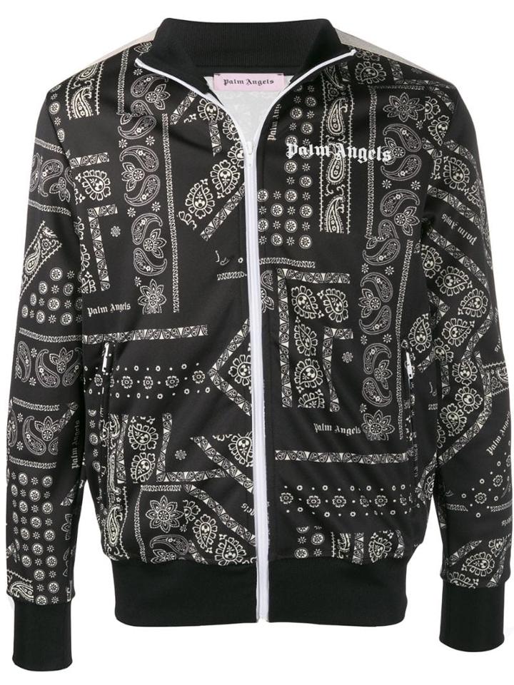Palm Angels Paisley Print Zip Jacket - Black