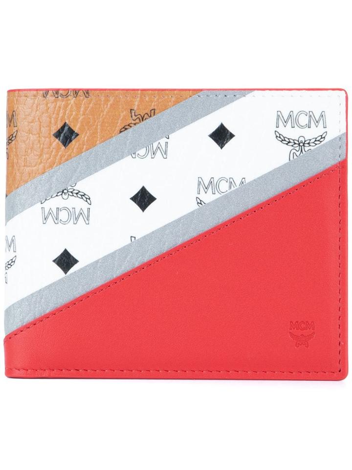 Mcm Logo Colour-block Wallet - Orange
