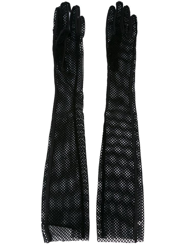 Mm6 Maison Margiela Long Mesh Gloves, Women's, Size: Large, Black, Polyamide/spandex/elastane