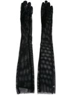 Mm6 Maison Margiela Long Mesh Gloves, Women's, Size: Large, Black, Polyamide/spandex/elastane