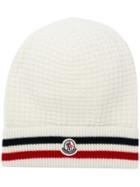 Moncler Striped Knit Beanie - White