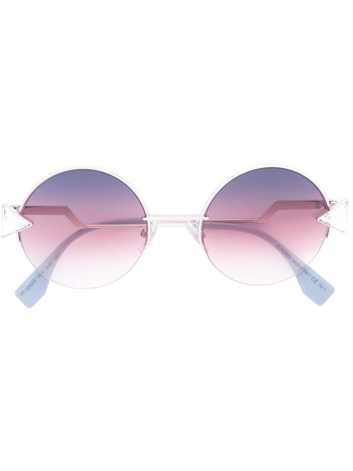 Fendi - Round Triangle Detail Sunglasses - Women - Metal (other) - 51, Grey, Metal (other)