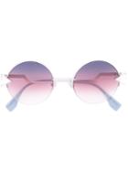 Fendi - Round Triangle Detail Sunglasses - Women - Metal (other) - 51, Grey, Metal (other)