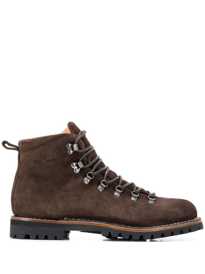 Car Shoe Lace-up Construction Boots - Brown