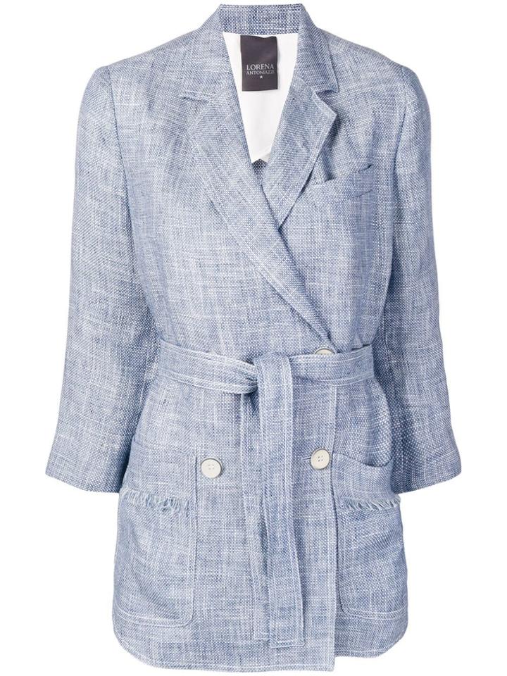Lorena Antoniazzi Frayed Double-breasted Blazer - Blue