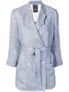 Lorena Antoniazzi Frayed Double-breasted Blazer - Blue