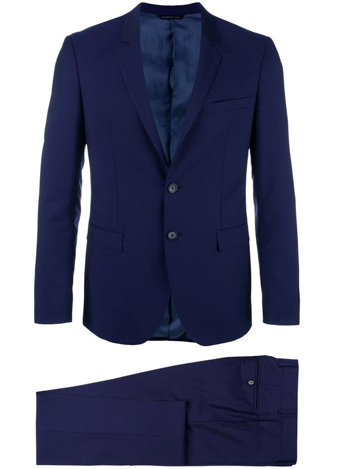 Tonello Single Breasted Suit, Men's, Size: 48, Blue, Cupro/mohair/wool