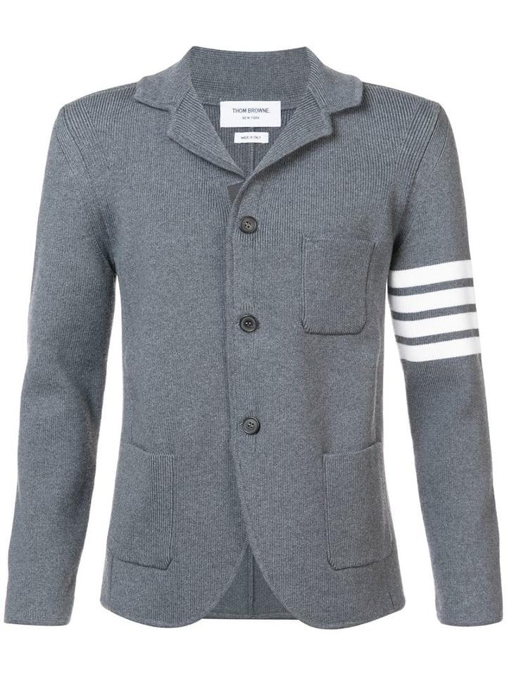 Thom Browne 4-bar Ribbed Wool Sport Coat - Grey