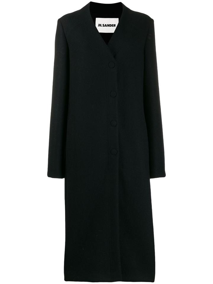 Jil Sander Concealed Button Up Coat - Blue