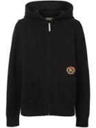 Burberry Embroidered Crest Cashmere Hooded Top - Black