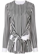 Victoria Victoria Beckham Striped Tie Front Shirt - Black