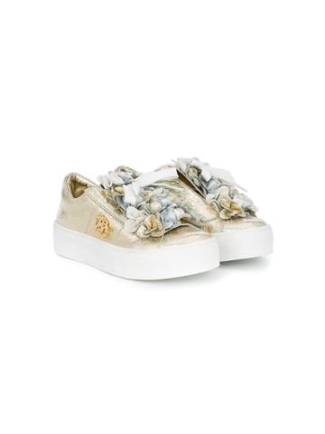 Roberto Cavalli Kids Floral Sneakers - Metallic