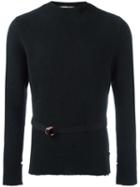 Givenchy Distressed Crew Neck Sweater, Men's, Size: Medium, Black, Wool/yak/polyamide/spandex/elastane