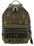 Moschino Quilted Brand Backpack - Green
