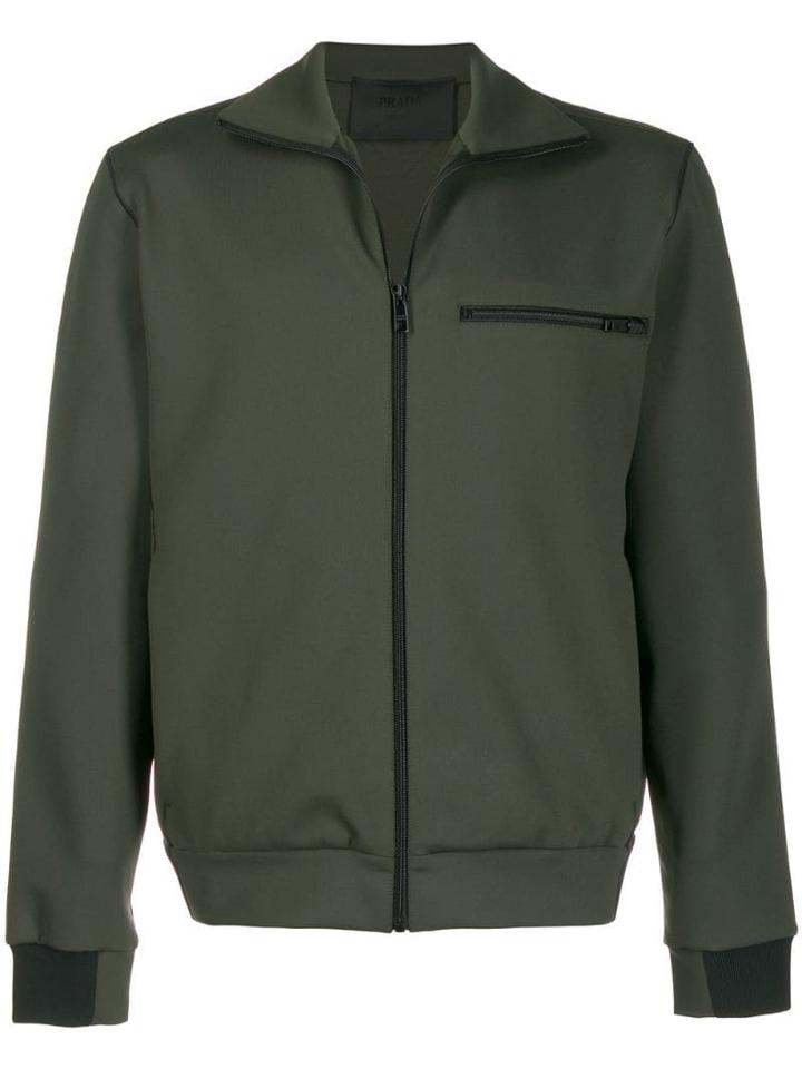 Prada Roll Neck Zipped Sweater - Green