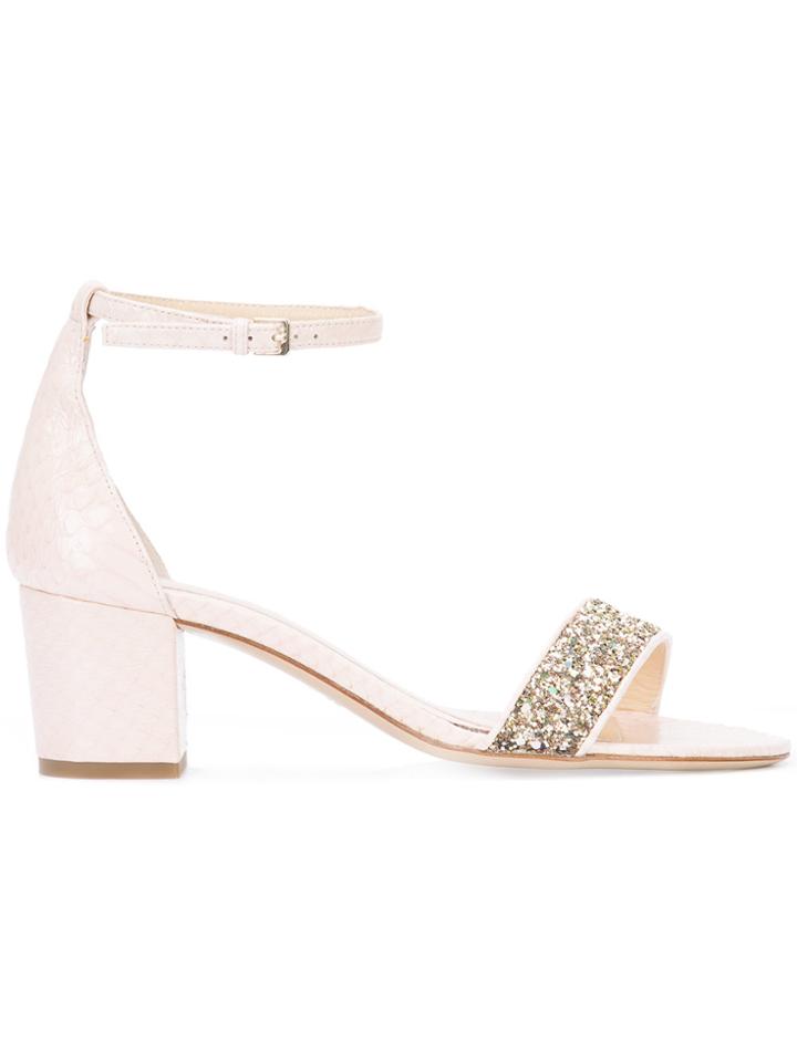 Monique Lhuillier Low Glitter Sandals - Pink & Purple