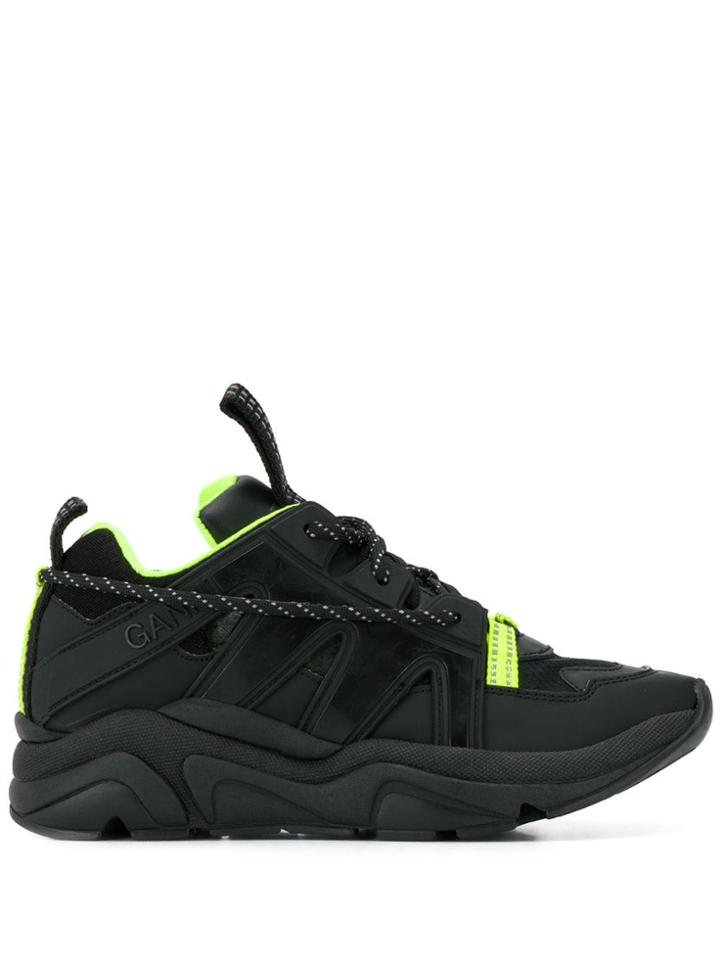 Ganni Paneled Sneakers - Black