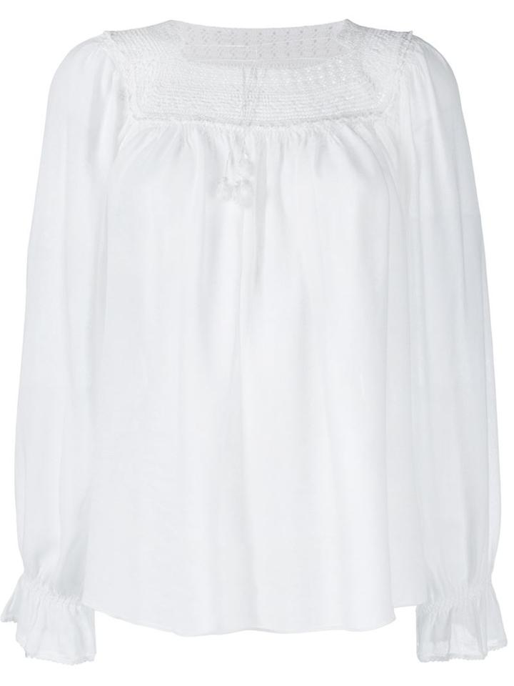 Saint Laurent Long Sleeve Blouse, Women's, Size: 36, White, Cotton/viscose