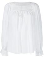 Saint Laurent Long Sleeve Blouse, Women's, Size: 36, White, Cotton/viscose