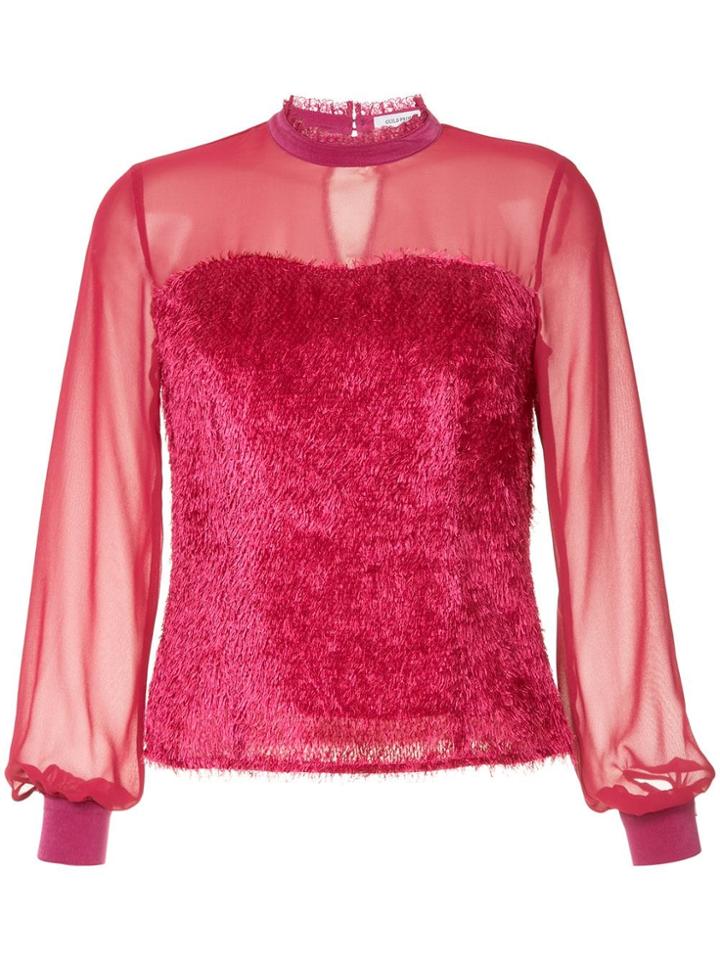 Guild Prime Sheer Fringed Blouse - Pink & Purple