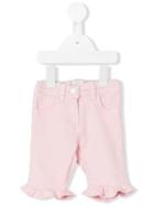 Fendi Kids - Ruffled Detail Jeans - Kids - Cotton/spandex/elastane - 12 Mth, Pink/purple