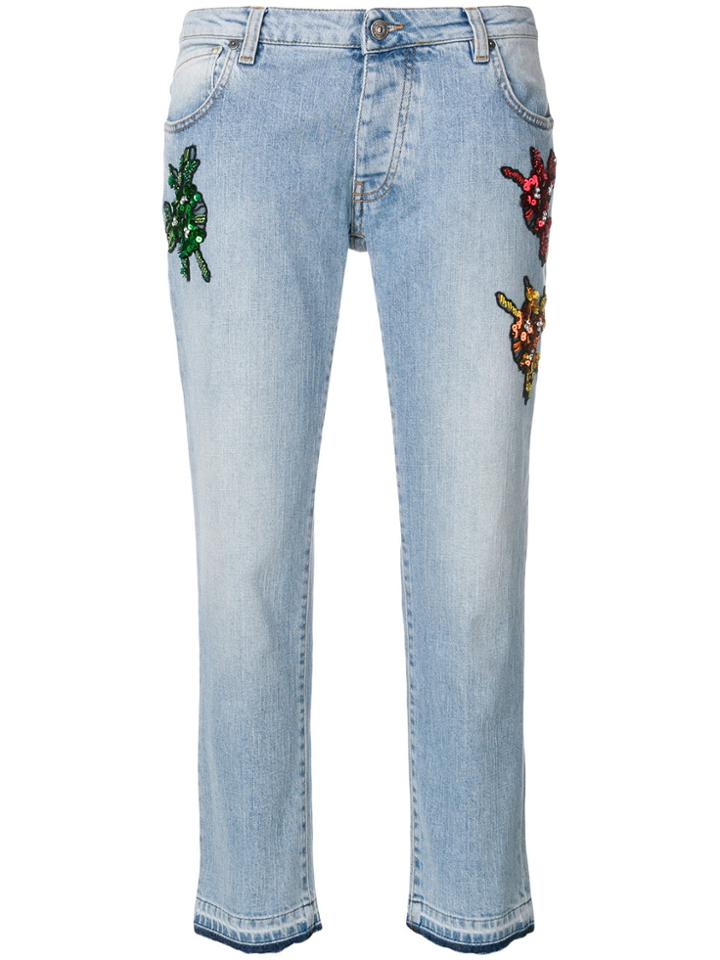 Gaelle Bonheur Bug Patch Straight Jeans - Blue